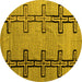 Round Abstract Yellow Modern Rug, abs4586yw