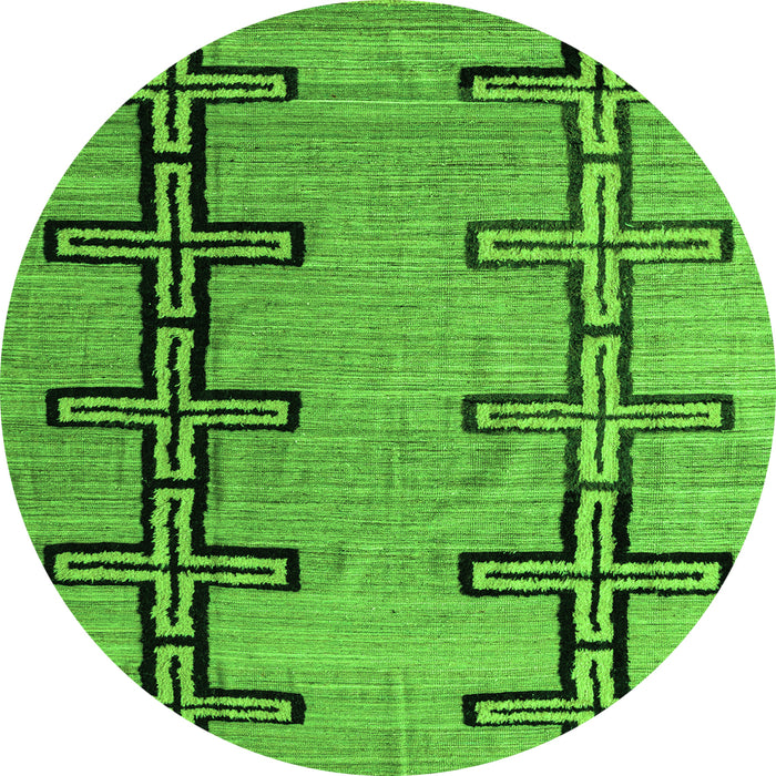 Round Abstract Green Modern Rug, abs4586grn