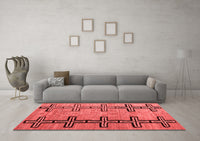 Machine Washable Abstract Red Modern Rug, wshabs4586red