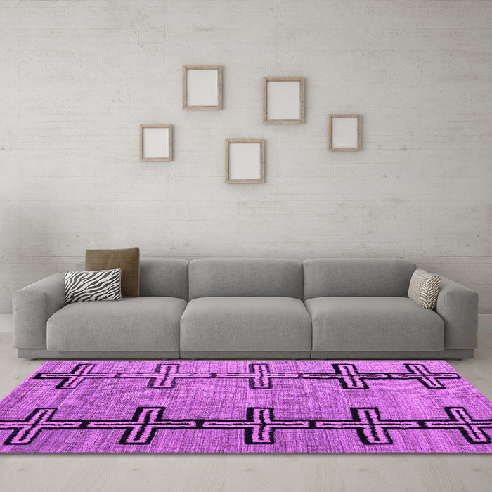 Machine Washable Abstract Purple Modern Area Rugs in a Living Room, wshabs4586pur