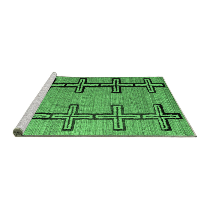 Sideview of Machine Washable Abstract Emerald Green Modern Area Rugs, wshabs4586emgrn