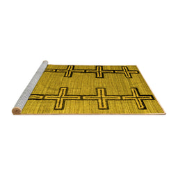 Sideview of Machine Washable Abstract Yellow Modern Rug, wshabs4586yw