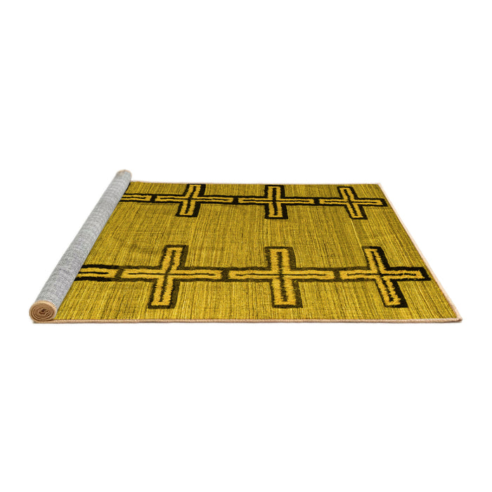 Sideview of Machine Washable Abstract Yellow Modern Rug, wshabs4586yw