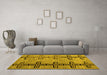 Machine Washable Abstract Yellow Modern Rug in a Living Room, wshabs4586yw