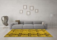 Machine Washable Abstract Yellow Modern Rug, wshabs4586yw