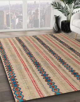Machine Washable Abstract Brown Sugar Brown Rug in a Family Room, wshabs4587