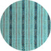 Round Machine Washable Abstract Light Blue Modern Rug, wshabs4587lblu