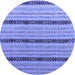 Round Machine Washable Abstract Blue Modern Rug, wshabs4587blu