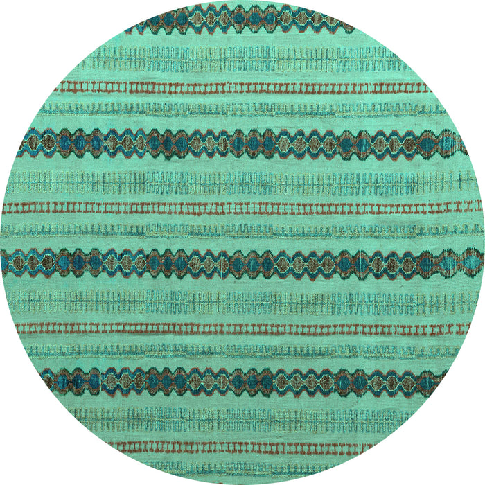 Round Machine Washable Abstract Turquoise Modern Area Rugs, wshabs4587turq