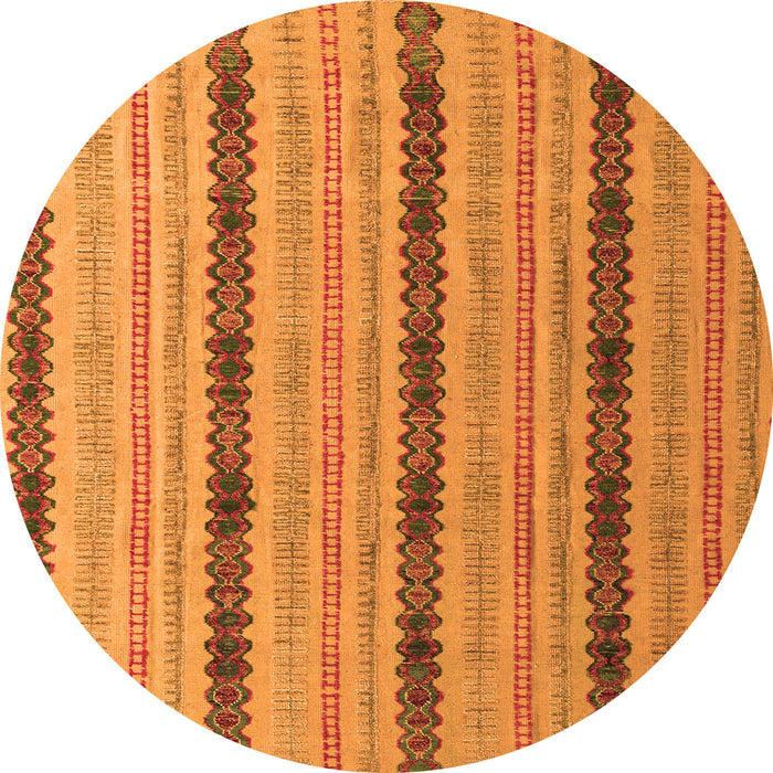 Round Machine Washable Abstract Orange Modern Area Rugs, wshabs4587org
