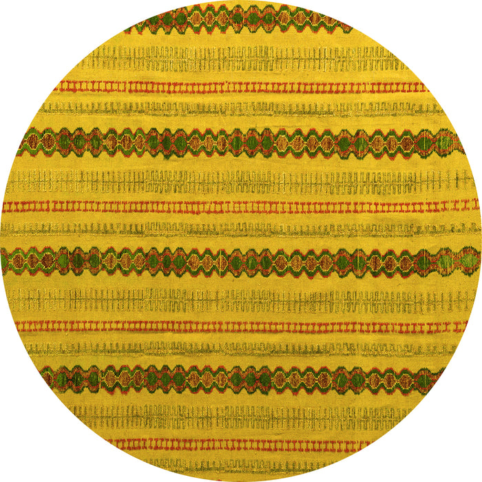 Round Machine Washable Abstract Yellow Modern Rug, wshabs4587yw