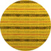 Round Machine Washable Abstract Yellow Modern Rug, wshabs4587yw