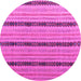 Round Machine Washable Abstract Pink Modern Rug, wshabs4587pnk