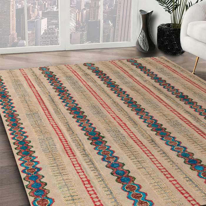 Abstract Brown Modern Rug in Family Room, abs4587