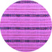 Round Machine Washable Abstract Purple Modern Area Rugs, wshabs4587pur