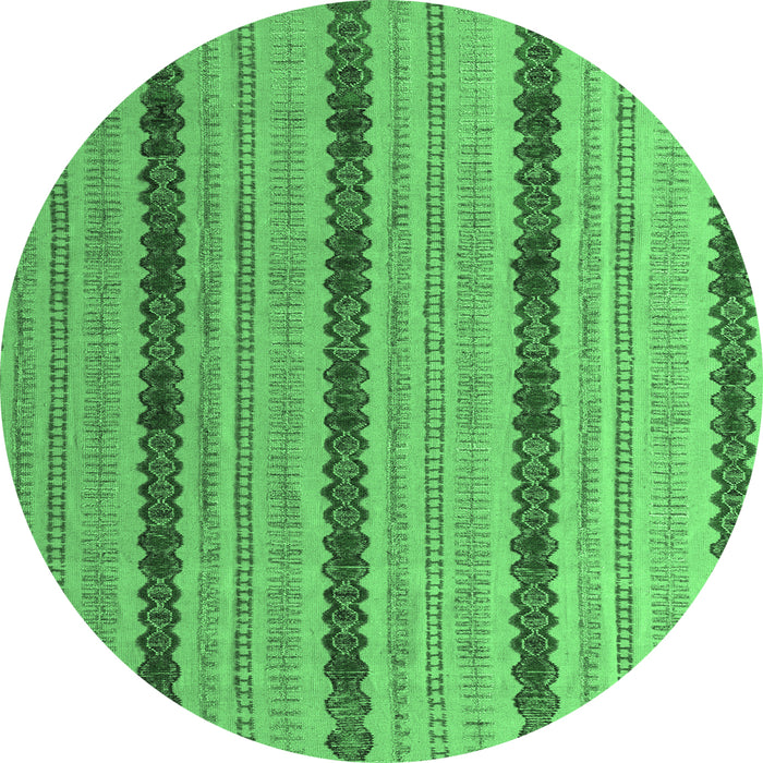 Round Machine Washable Abstract Emerald Green Modern Area Rugs, wshabs4587emgrn
