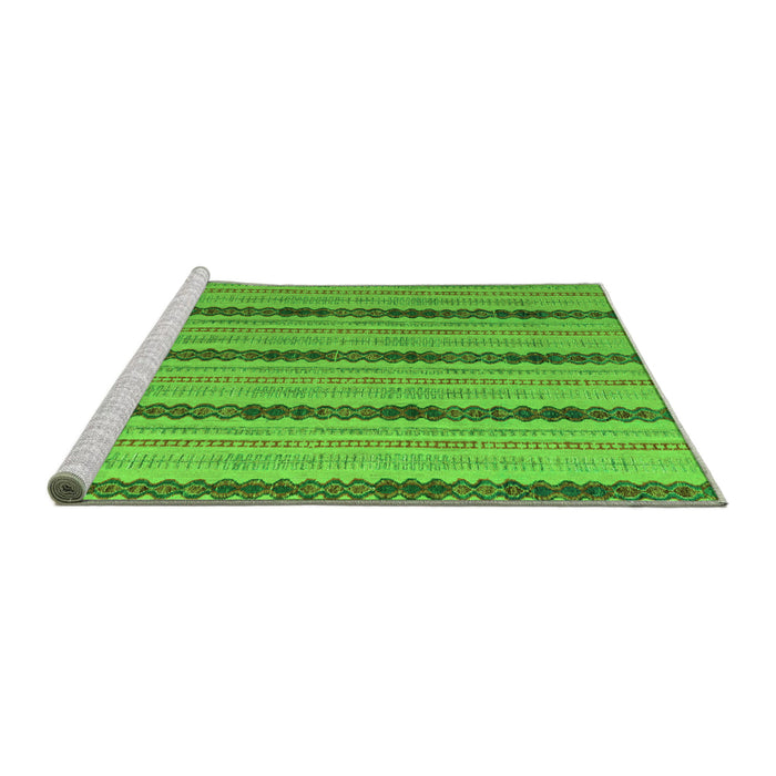 Sideview of Machine Washable Abstract Green Modern Area Rugs, wshabs4587grn