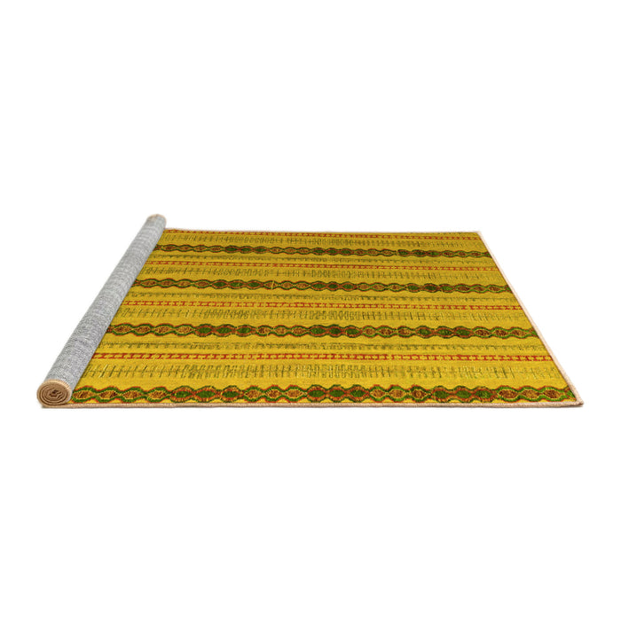 Sideview of Machine Washable Abstract Yellow Modern Rug, wshabs4587yw