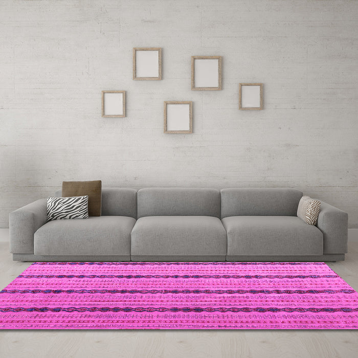 Machine Washable Abstract Pink Modern Rug in a Living Room, wshabs4587pnk