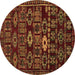 Round Southwestern Brown Country Rug, abs4588brn