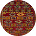 Round Abstract Light Brown Southwestern Rug, abs4588