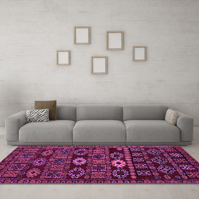 Machine Washable Southwestern Purple Country Area Rugs in a Living Room, wshabs4588pur