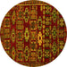 Round Machine Washable Southwestern Yellow Country Rug, wshabs4588yw