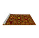 Sideview of Machine Washable Southwestern Yellow Country Rug, wshabs4588yw