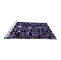 Sideview of Machine Washable Southwestern Blue Country Rug, wshabs4588blu