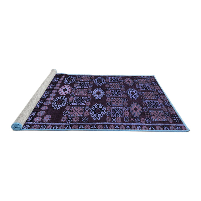 Sideview of Machine Washable Southwestern Blue Country Rug, wshabs4588blu