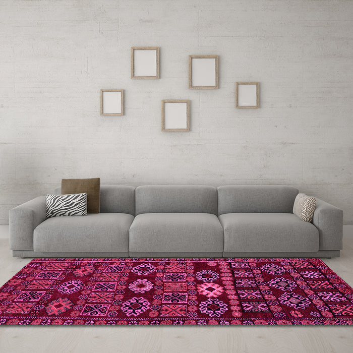 Machine Washable Southwestern Pink Country Rug in a Living Room, wshabs4588pnk