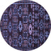 Round Machine Washable Southwestern Blue Country Rug, wshabs4588blu