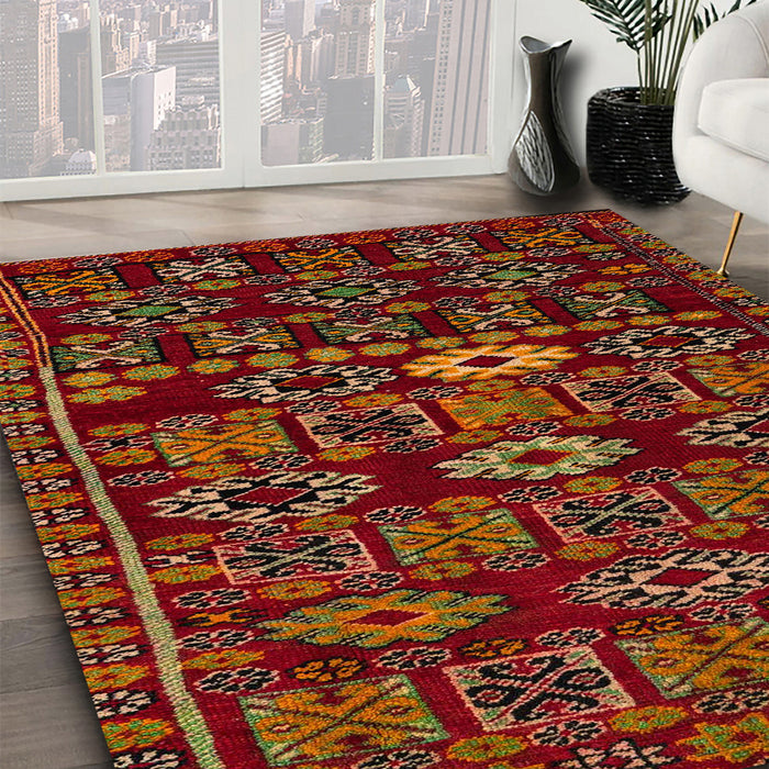 Abstract Light Brown Southwestern Rug in Family Room, abs4588
