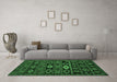 Machine Washable Southwestern Emerald Green Country Area Rugs in a Living Room,, wshabs4588emgrn