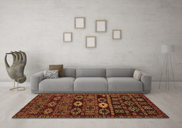 Machine Washable Southwestern Brown Country Rug in a Living Room,, wshabs4588brn