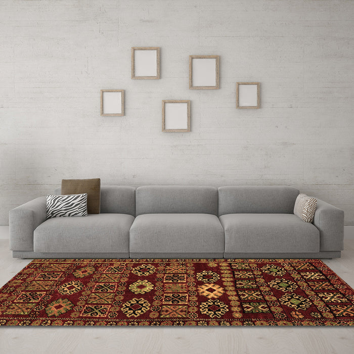 Machine Washable Southwestern Brown Country Rug in a Living Room,, wshabs4588brn