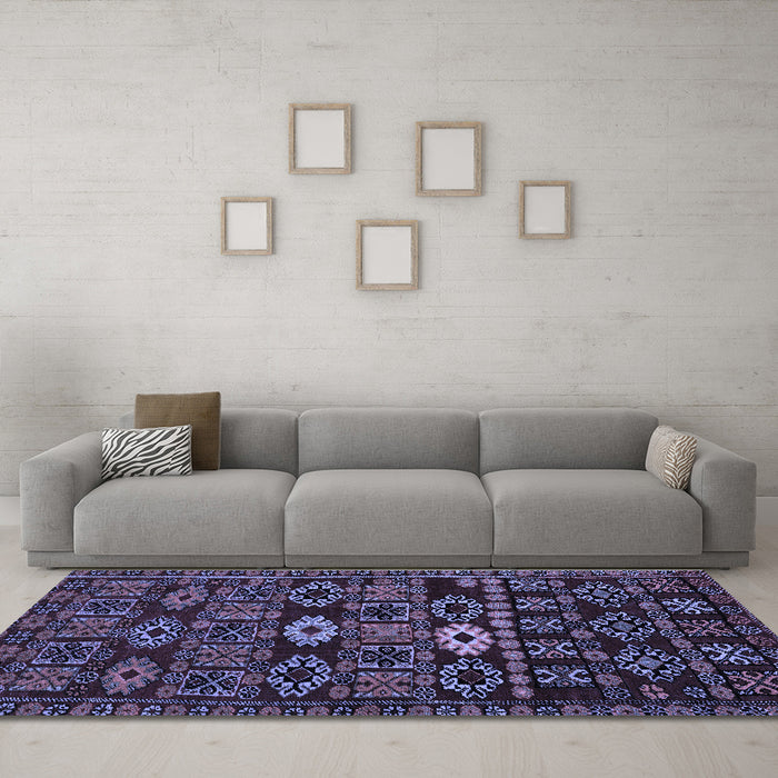 Machine Washable Southwestern Blue Country Rug in a Living Room, wshabs4588blu