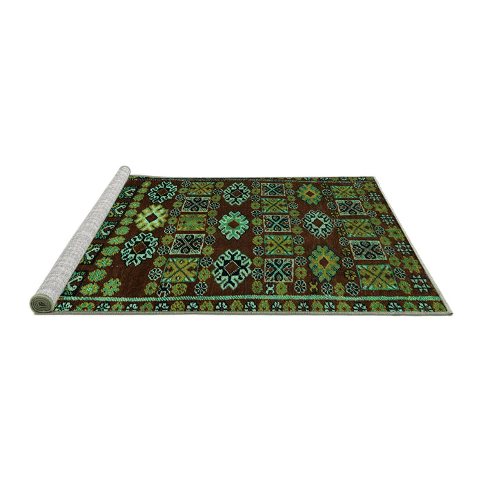 Sideview of Machine Washable Southwestern Turquoise Country Area Rugs, wshabs4588turq