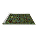 Sideview of Machine Washable Southwestern Turquoise Country Area Rugs, wshabs4588turq