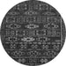 Round Machine Washable Southwestern Gray Country Rug, wshabs4588gry