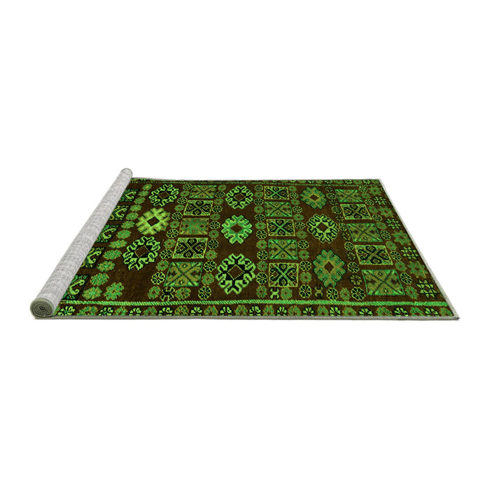 Sideview of Machine Washable Southwestern Green Country Area Rugs, wshabs4588grn