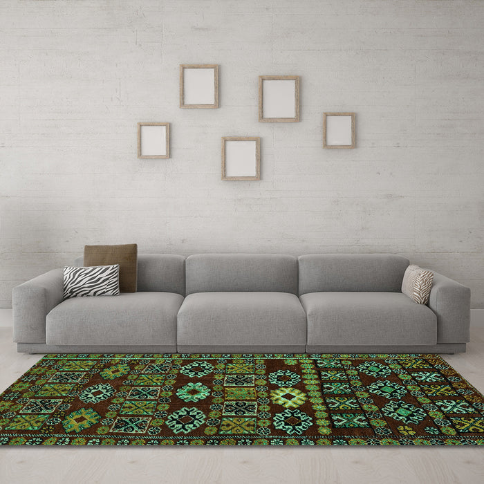Machine Washable Southwestern Turquoise Country Area Rugs in a Living Room,, wshabs4588turq