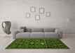 Machine Washable Southwestern Green Country Area Rugs in a Living Room,, wshabs4588grn