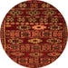 Round Machine Washable Southwestern Orange Country Area Rugs, wshabs4588org