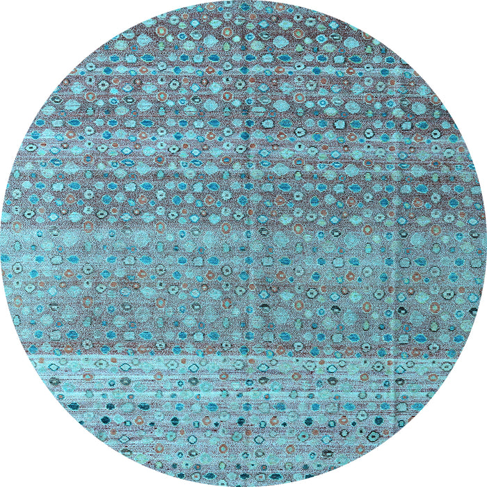 Round Machine Washable Abstract Light Blue Modern Rug, wshabs4589lblu