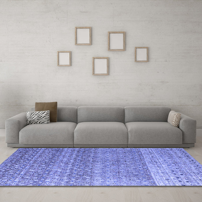 Machine Washable Abstract Blue Modern Rug in a Living Room, wshabs4589blu