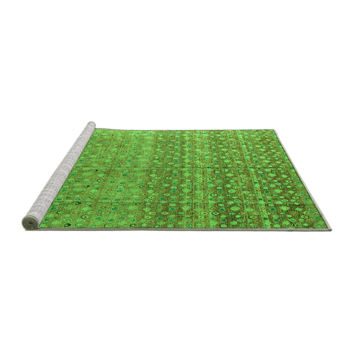 Sideview of Machine Washable Abstract Green Modern Area Rugs, wshabs4589grn