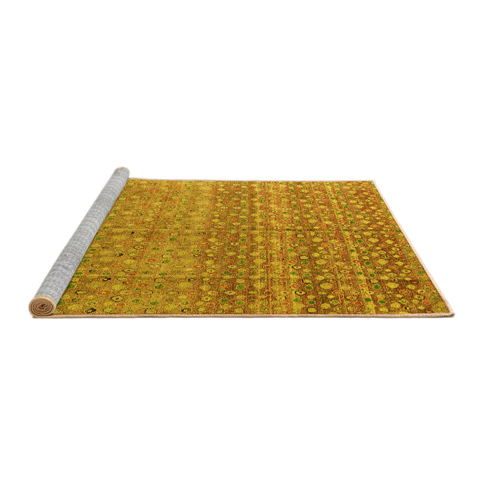 Sideview of Machine Washable Abstract Yellow Modern Rug, wshabs4589yw