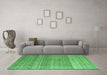 Machine Washable Abstract Emerald Green Modern Area Rugs in a Living Room,, wshabs4589emgrn