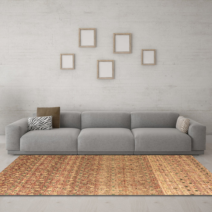 Machine Washable Abstract Brown Modern Rug in a Living Room,, wshabs4589brn